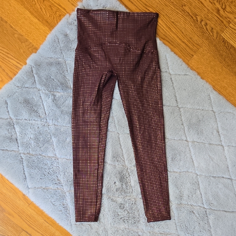 Spanx Maroon/Gold Leggings, Womens Small, Great Condition